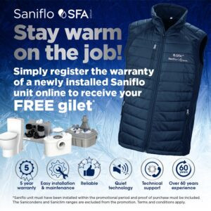 Claim a FREE gilet from Saniflo – just by registering a warranty Image
